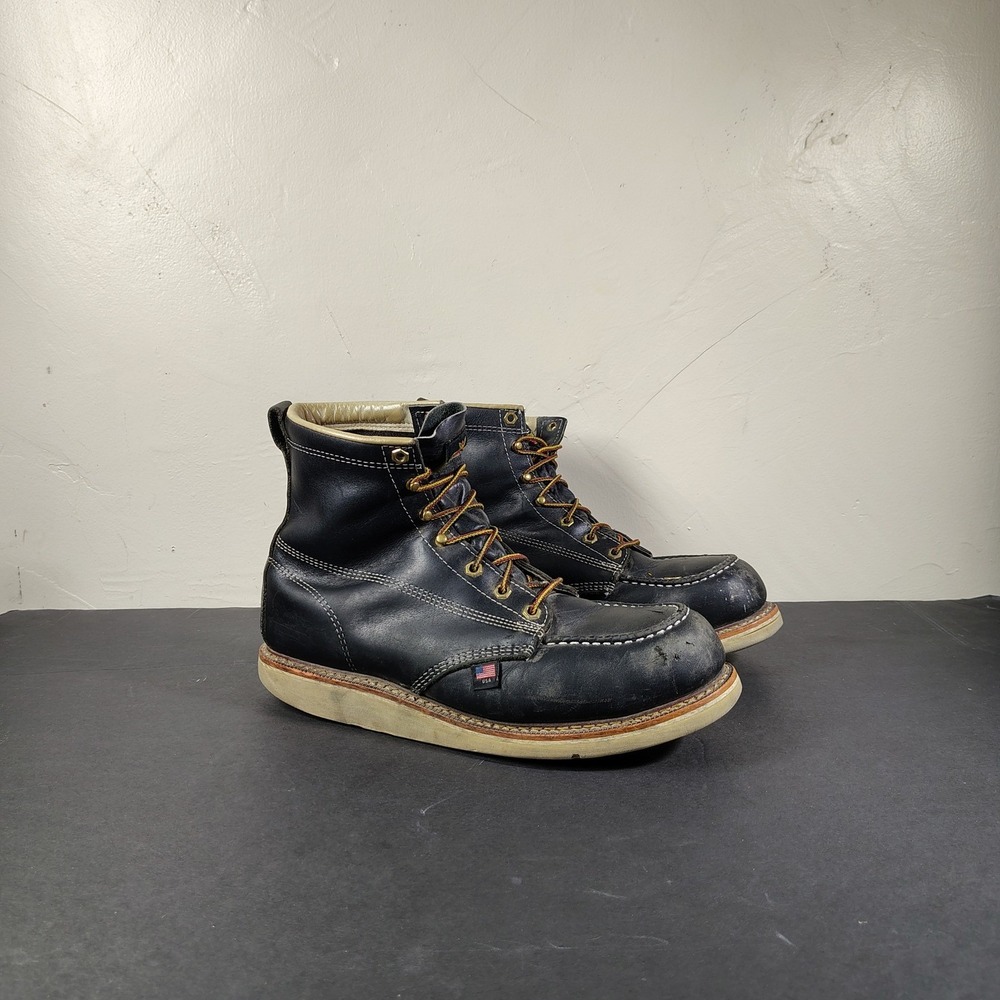 Thorogood Boots Mens 11 D Black Leather American Heritage Moc Toe Work 804-6201
